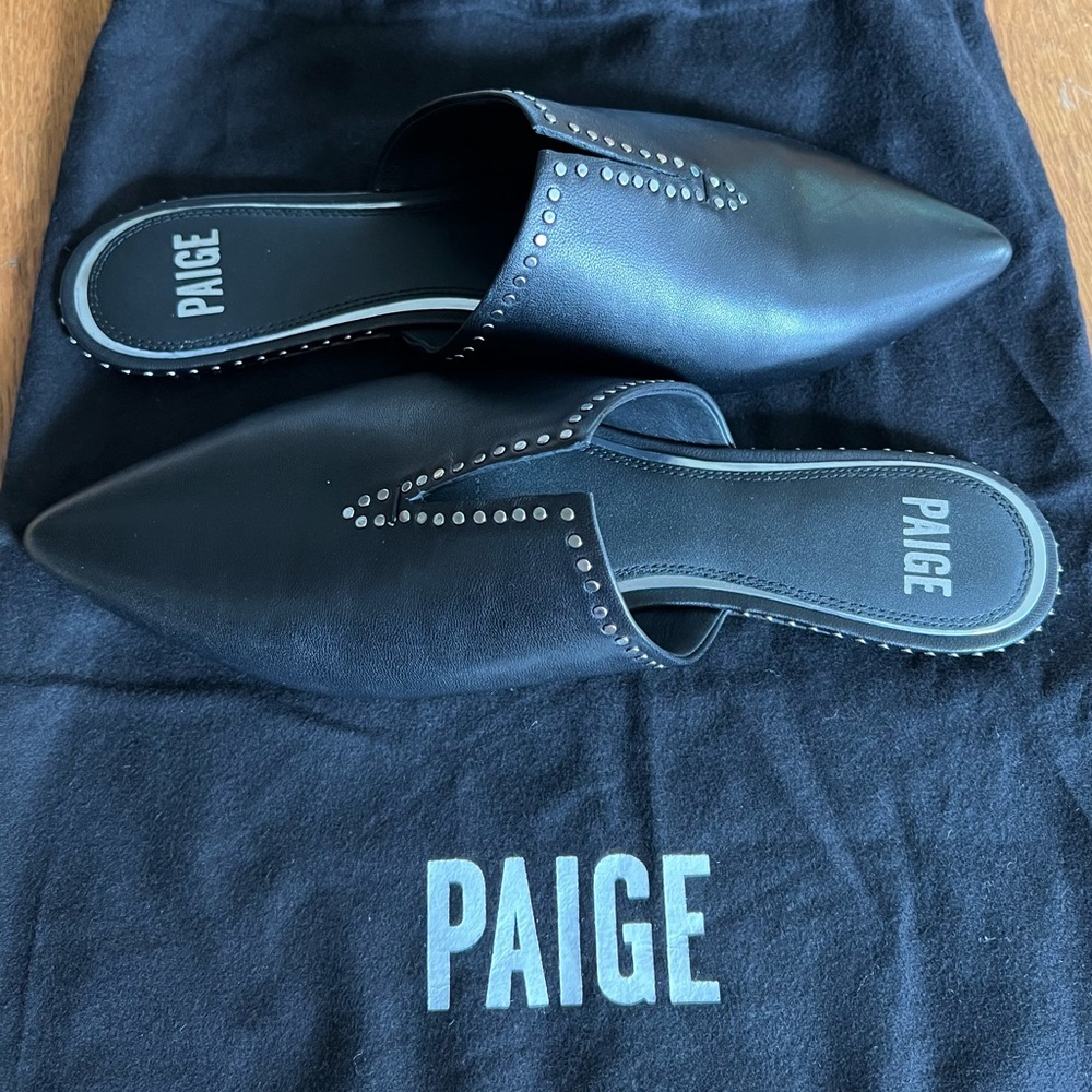 *Nwot PAIGE never worn imported mules with dust bag. Rare!